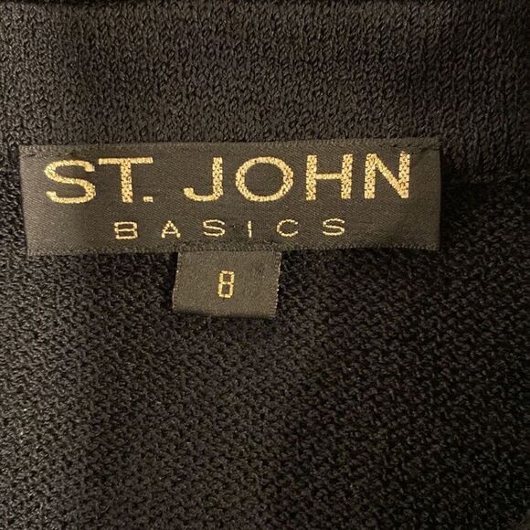 St. John Basic black knit classic blazer cardigan size 8 Luxury - Picture 7 of 10